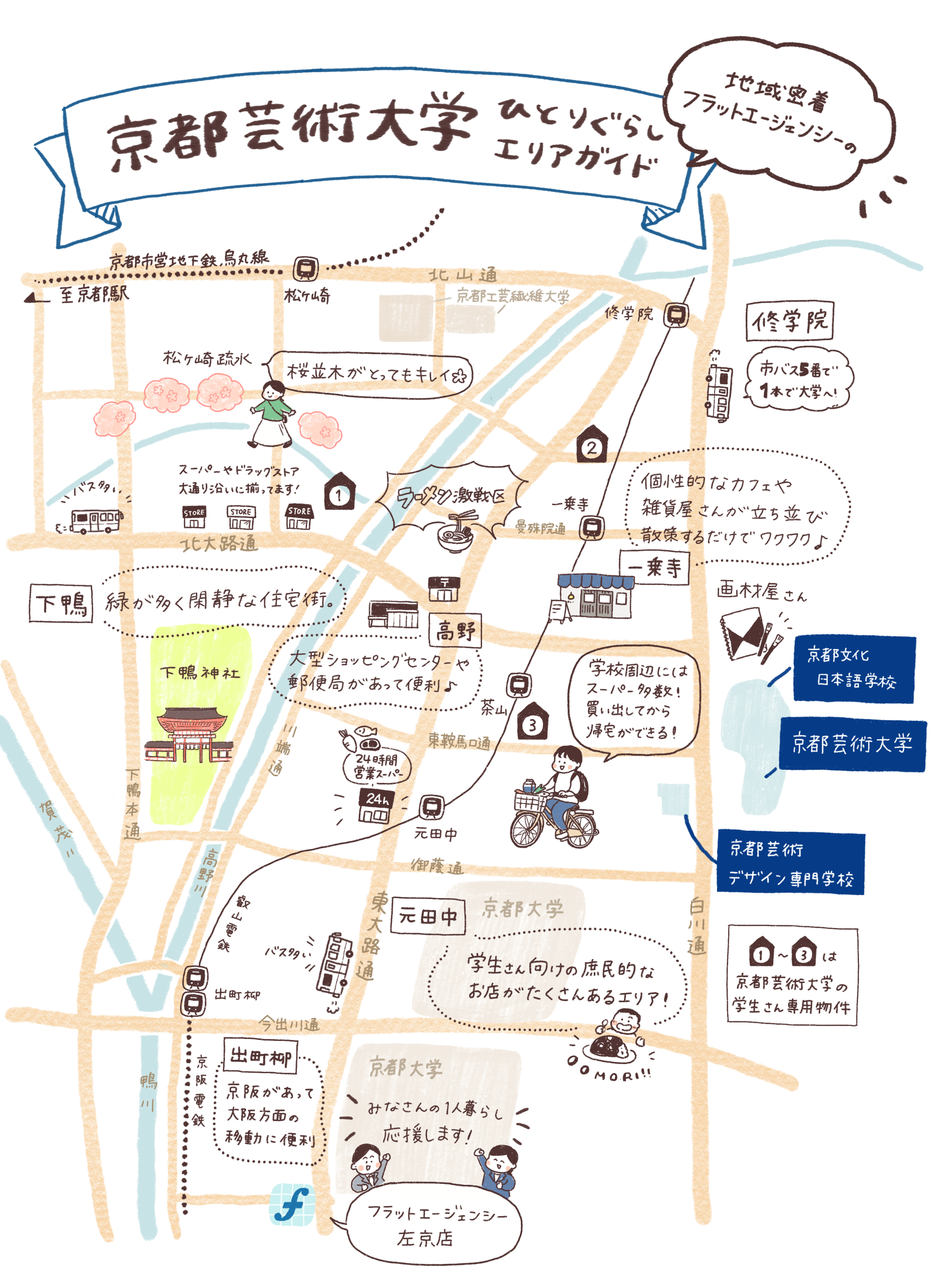 京都芸術大学　お部屋探しエリアマップ