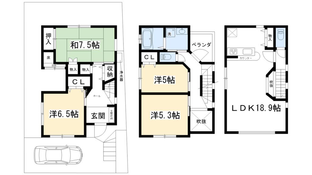 紫野北舟岡町貸家 間取り